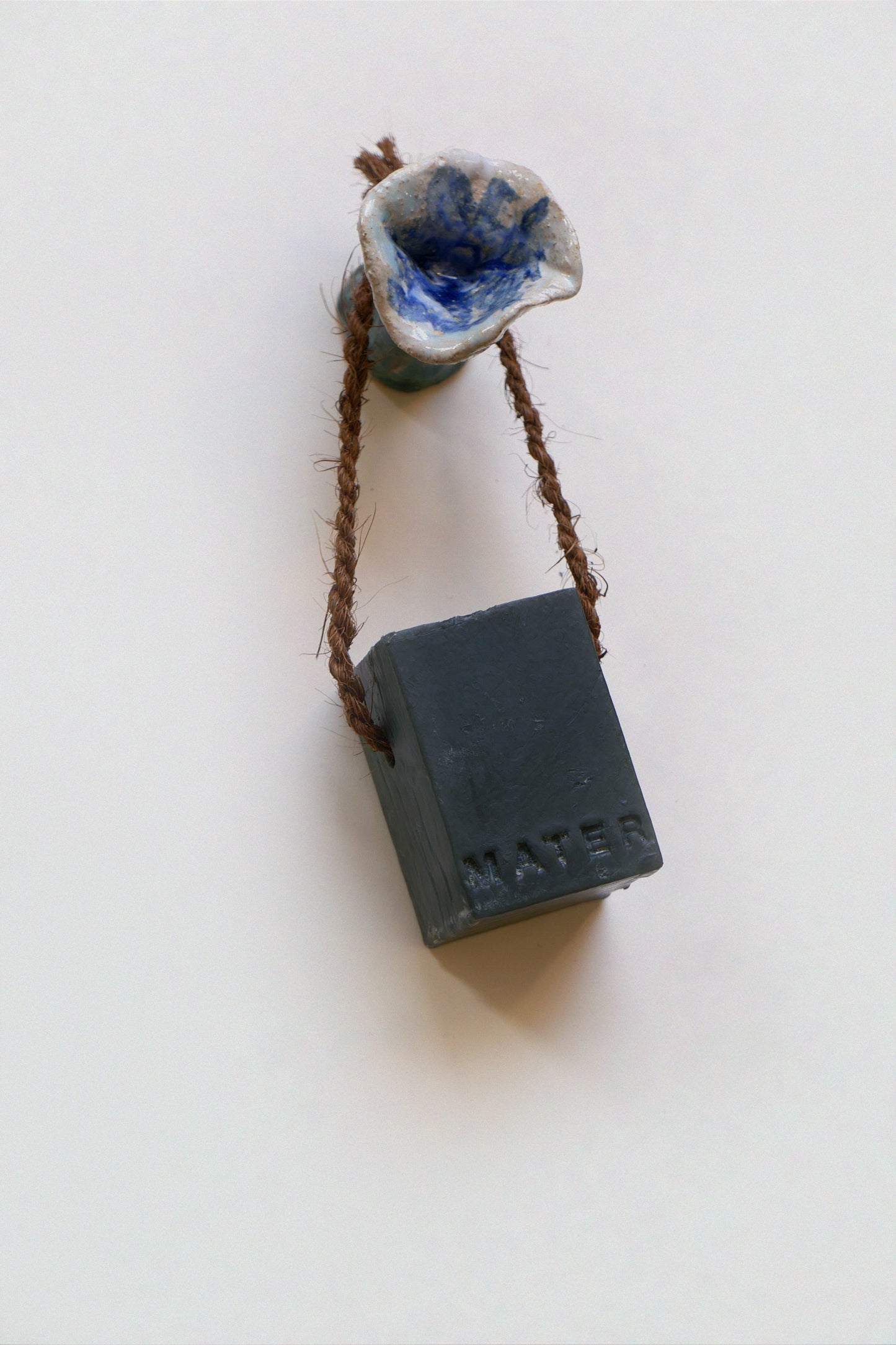 Ceramic knob, blue flower