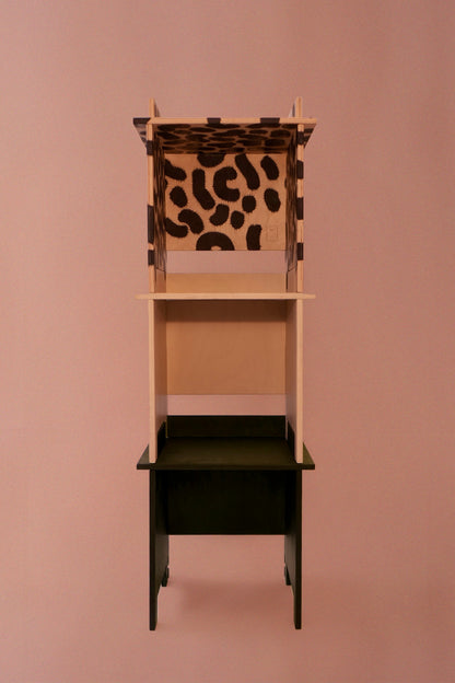 Sky Side Table with Furry Caterpillar Print