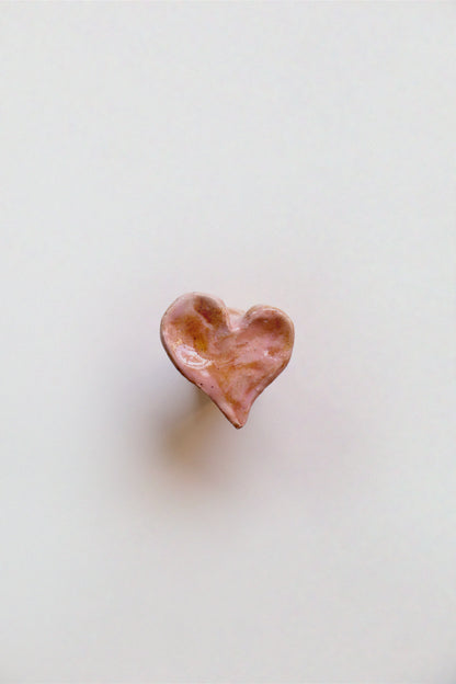 Ceramic knob, pink heart