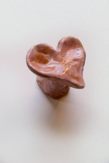 Ceramic knob, pink heart