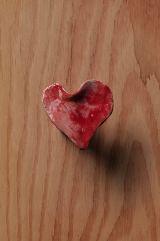 Ceramic knob, pink red heart