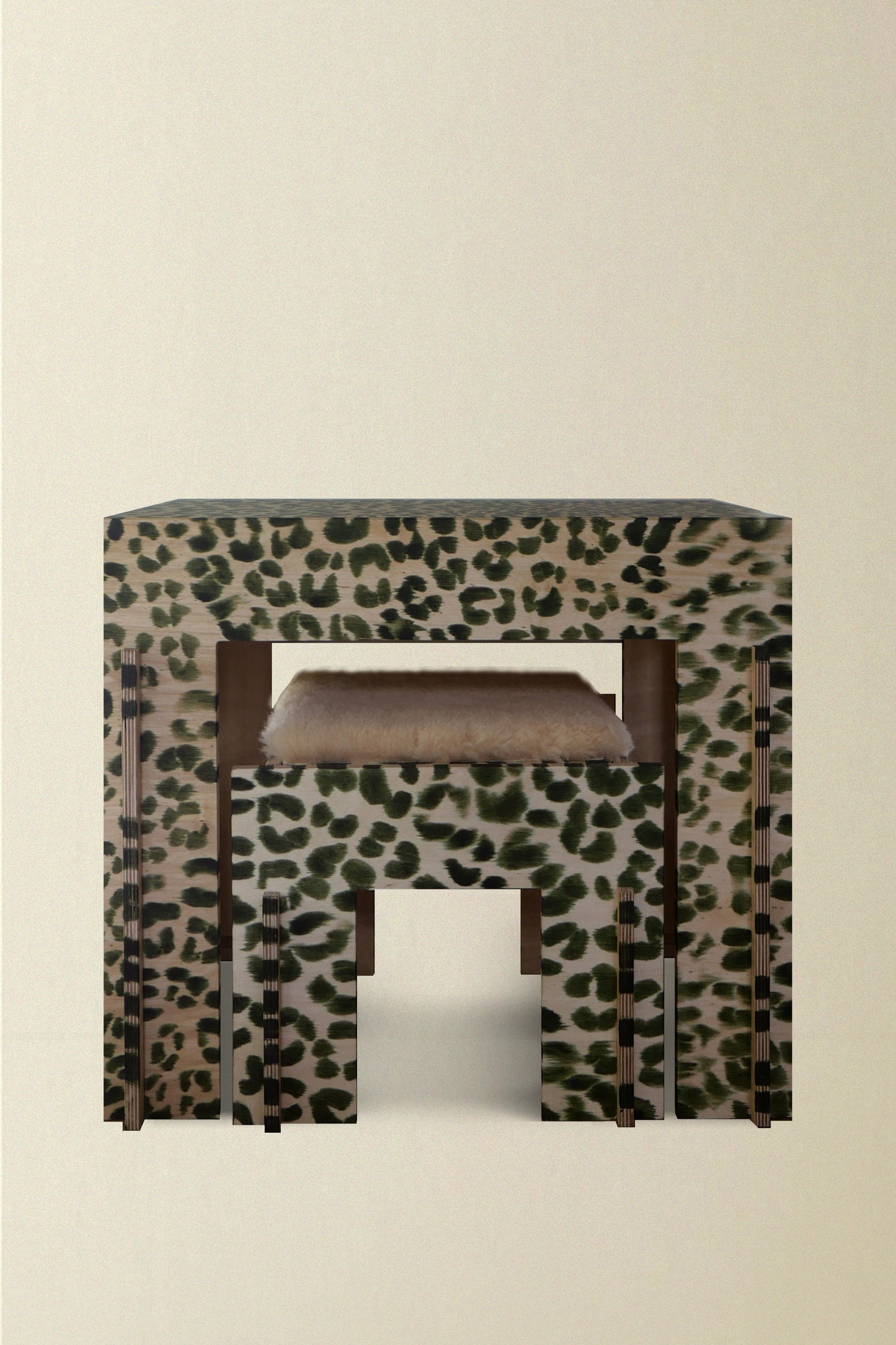 Leopard Desk with Nesting Stool