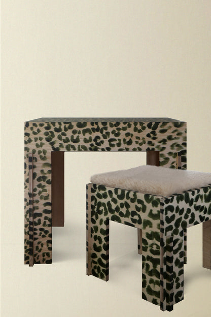 Leopard Desk with Nesting Stool